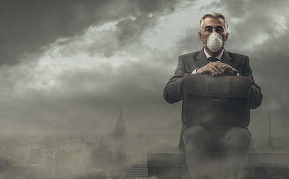 Global Carbon Cycle Disruption | Man with Facemask on Illustration