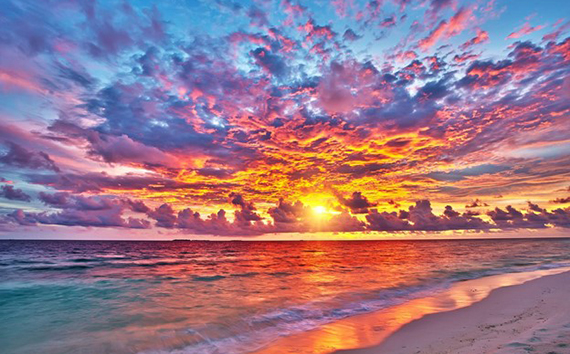 Beautiful Sunrise Sunset Over Ocean